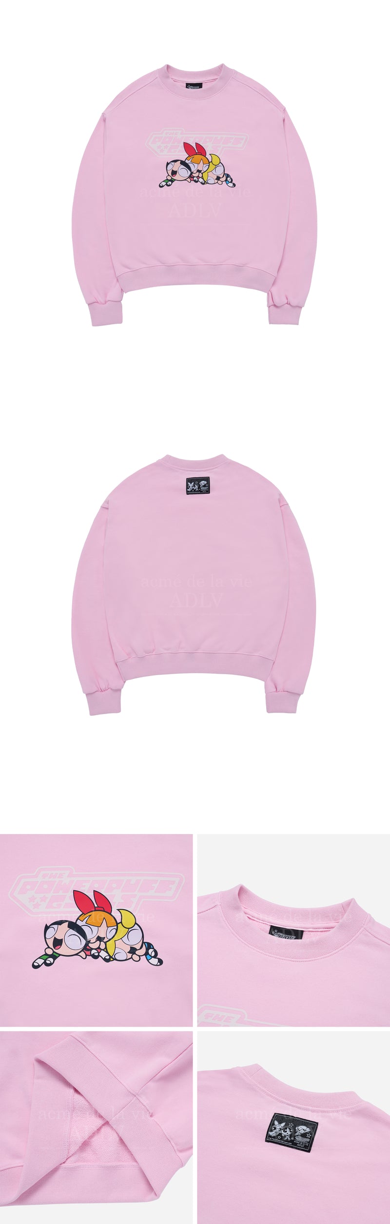 [24SS] The Powerpuff Girls x acmedelavie  logo crop sweatshirt PINK