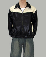 Lupon collar leather jacket