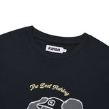 FISHING WITTY BUNNY GRAPHIC LOOSE FIT T-SHIRT [NAVY]