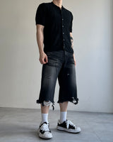 Black Damage Embo Shorts(BLACK)