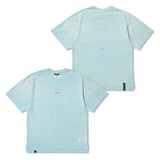 STGM Logo Vintage-Like Washed Oversized Short Sleeves T-Shirts Sky Blue / Charcoal