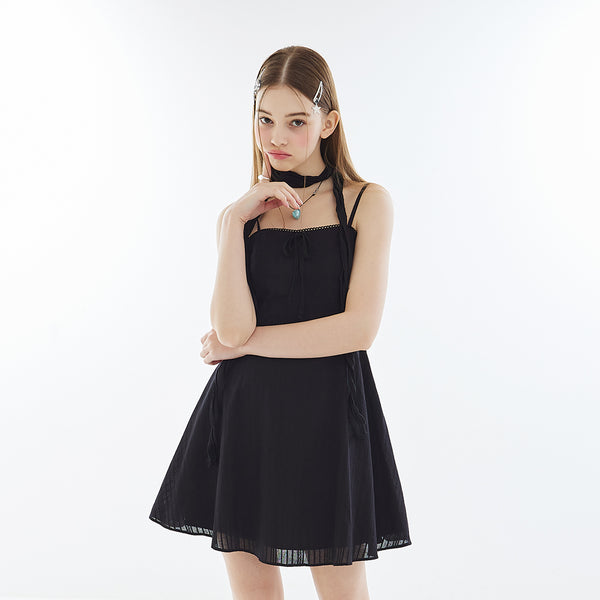 Lace Slip Mini Dress _ Black