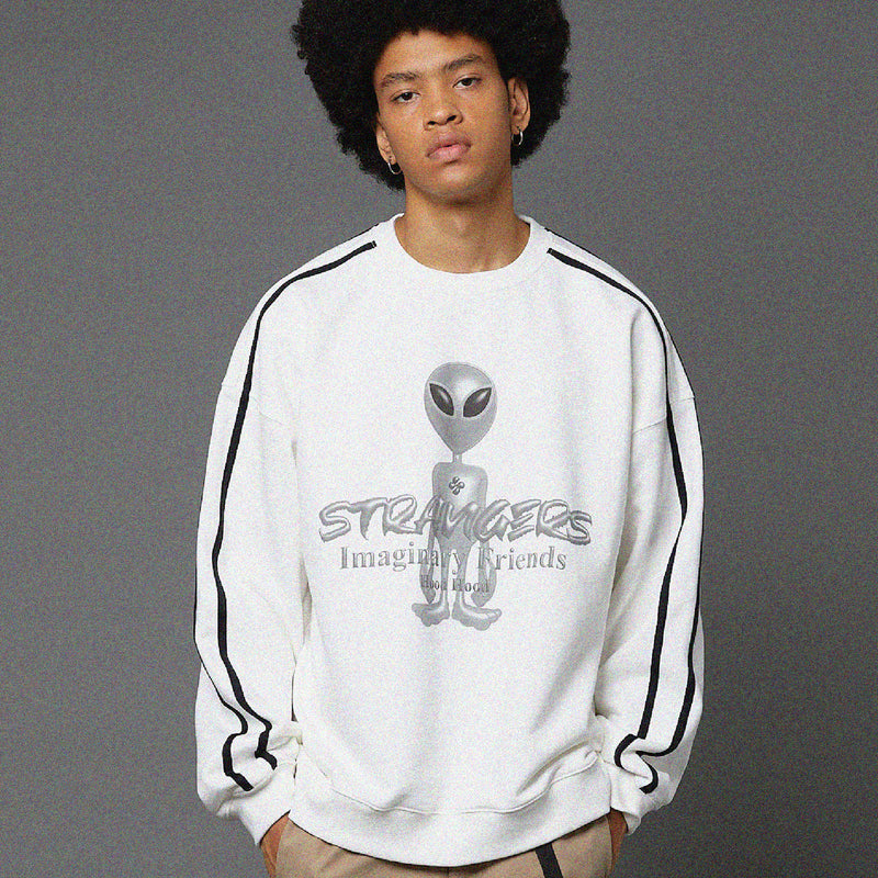 3D silver alien overfit track sweatshirt