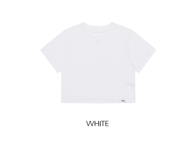 ピグメントロゴエンブロイダリークロップド半袖Tシャツ white