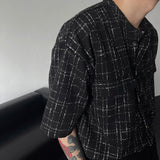 CR Bon Button Tweed Check Half Shirt (2 colors)