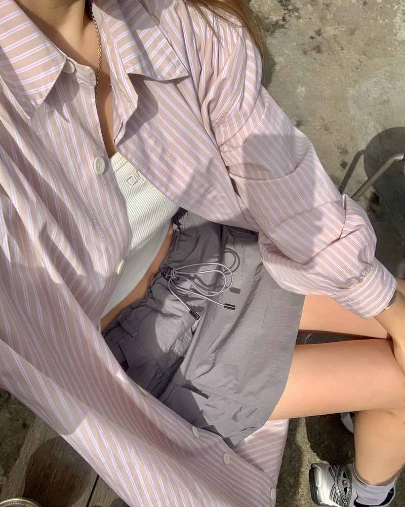 Striped Shirts Dress (Beige)
