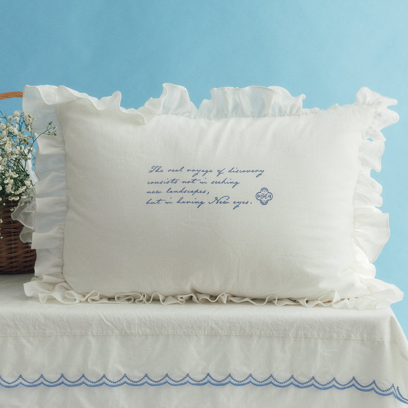 azulejo collection Frill pillow cover lettering print