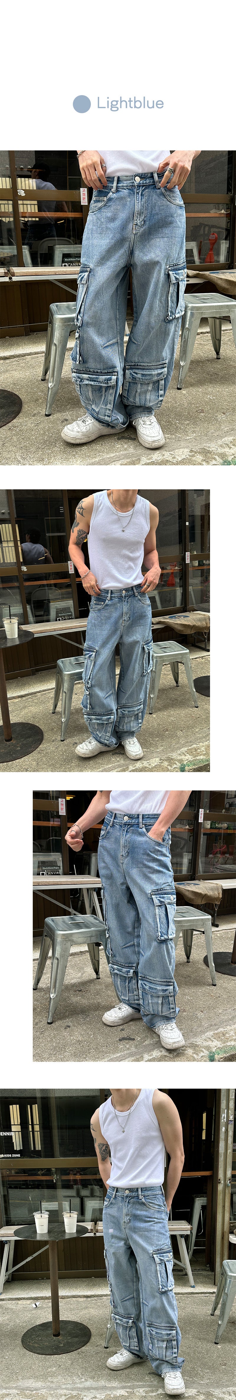 [Unisex] Multi cargo denim pants(3color)