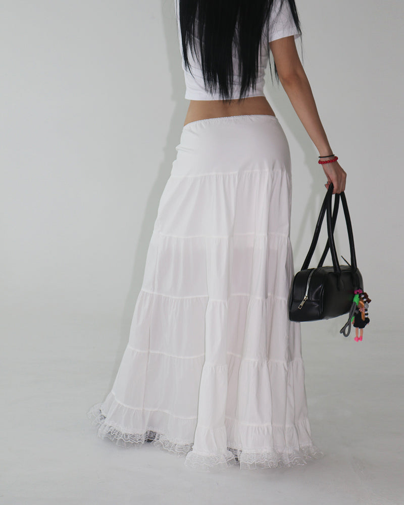 cancan lace maxi long skirt