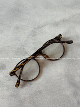 leopard-leopard horn-rimmed glasses