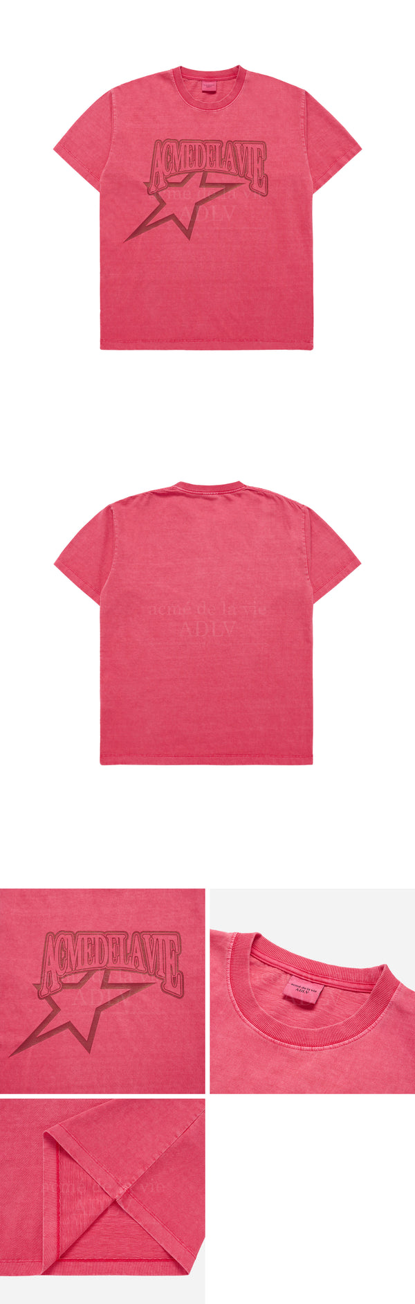 [24SS] スターAEロゴピグメントウォッシングTシャツ　ピンク