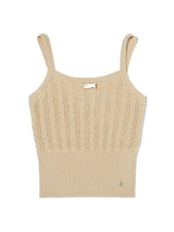 CABLE PATTERN KNIT SLEEVELESS [BEIGE]