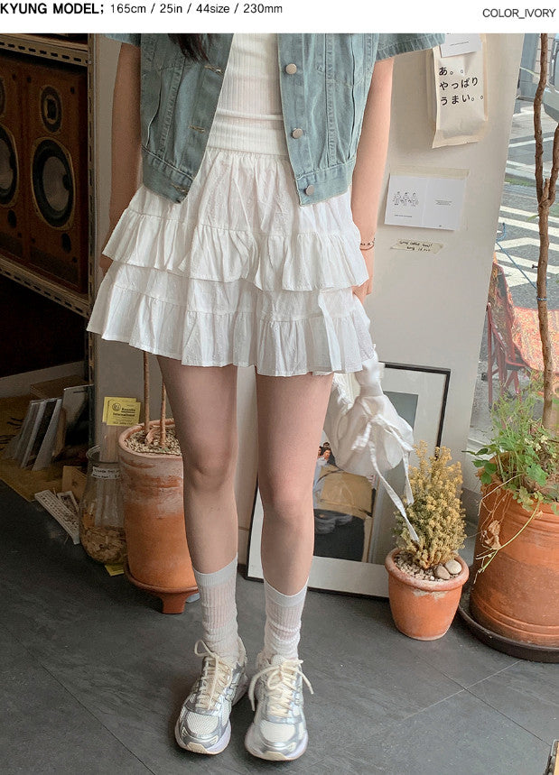 Whitey Emboss Cotton Cancan Mini Skirt