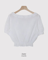 [SHOPPERMADE] HG Frill Square Lace Short Sleeve Blouse