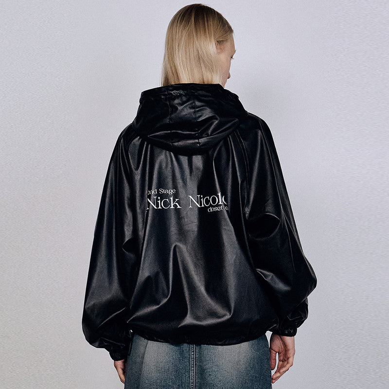 UNIQUE GLOSSY LEATHER JACKET_BLACK