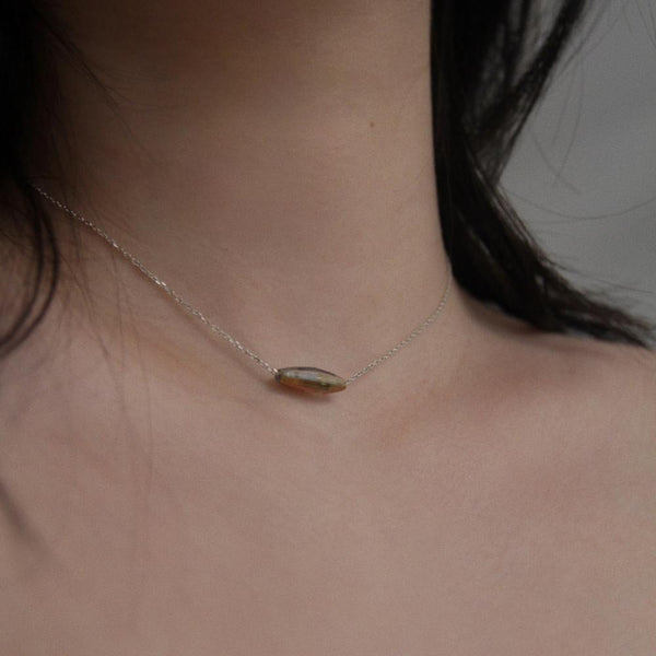[CCNMADE] Silver Chain Glass Necklace