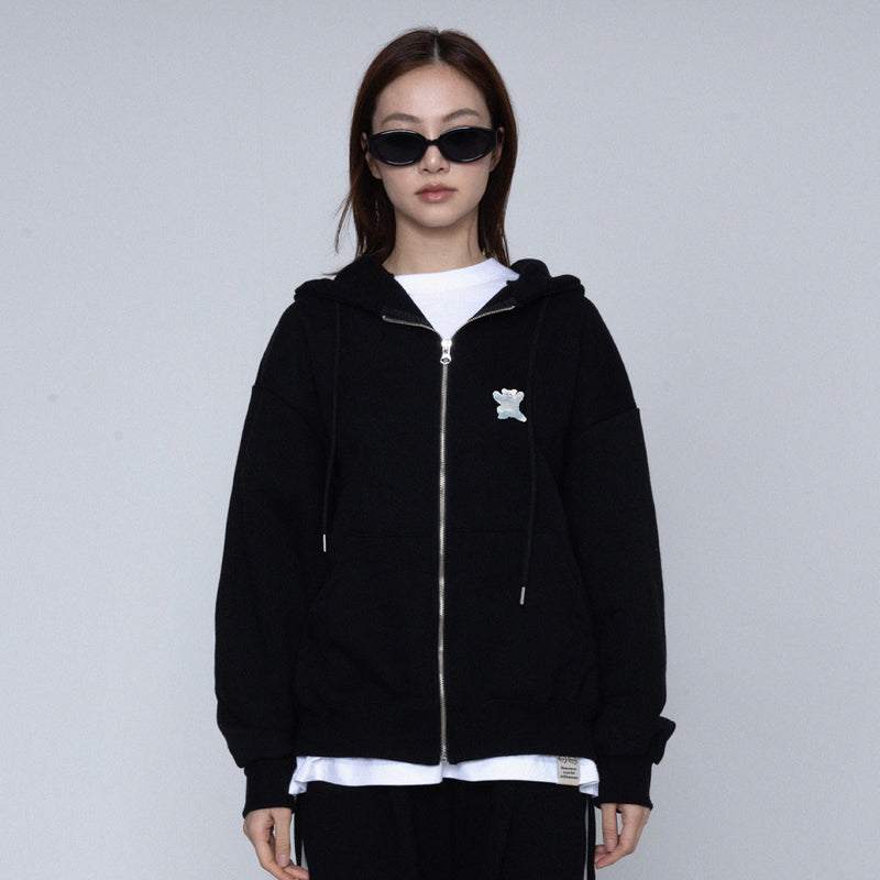 [UNISEX] Small Cloud Bear Smile Hooded Zip-Up
