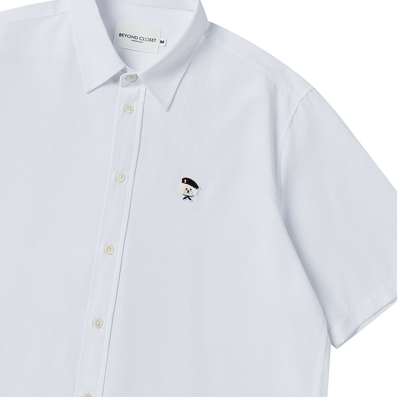 ニューパリジャンワッペンクラシックオックスフォード1/2シャツ　ホワイト
