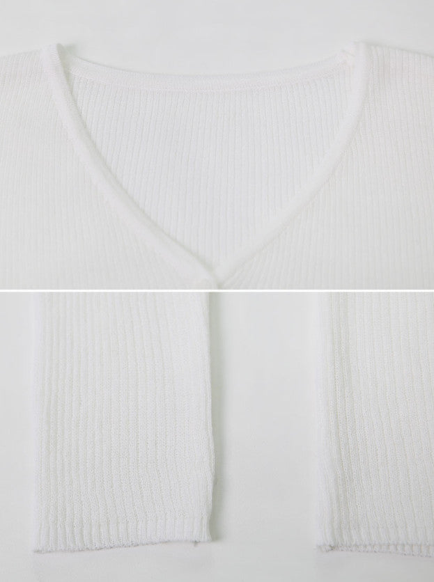 Linen V-neck Crop Knit Cardigan (5color)