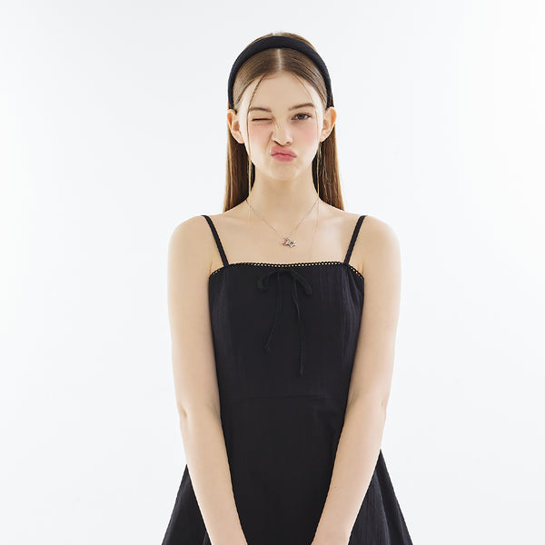 [SET] Lace Slip Mini Dress + Hairband _ Black