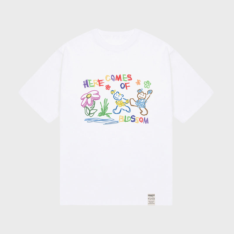 [UNISEX] HERE COMES OF DRAWING Short-sleeved T-shirt