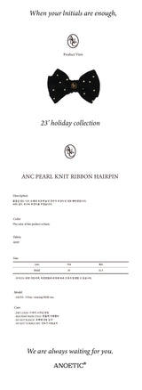 ANC PEARL KNIT RIBBON HAIRPIN_BLACK
