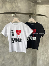 I Love You Kitch Cropped Short Sleeve T-Shirt