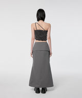 Drape Layered Maxi Skirt (FL-238_Gray)