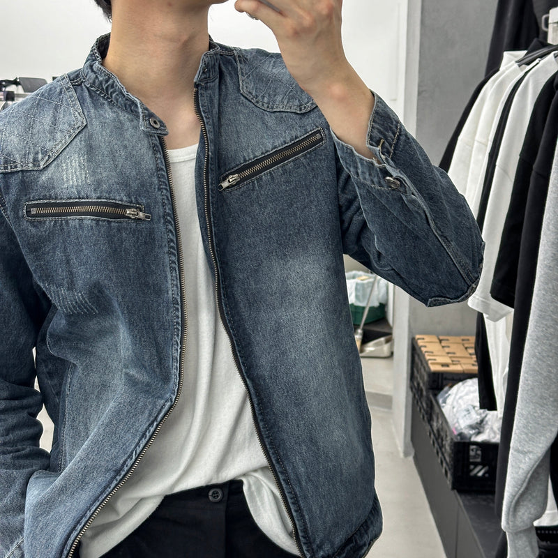 LMN Aaron cut China washed jean jacket (blue)