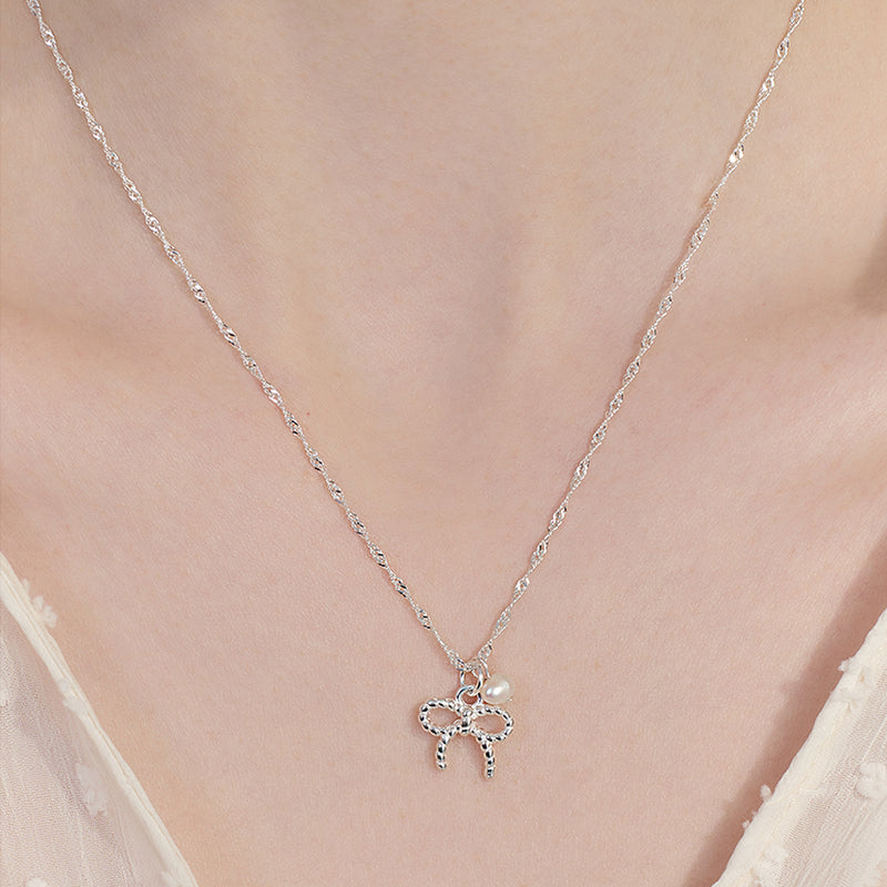 [24SP][sv925] ribbon string pearl necklace