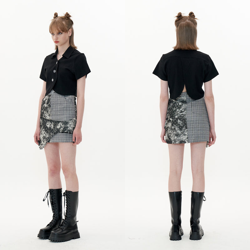 Frill Skirt [Tie-dye check] (6596678582390)