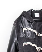 フェイクファーアンドレザーダッフルコート/Faux Fur and Leather Duffle Coat