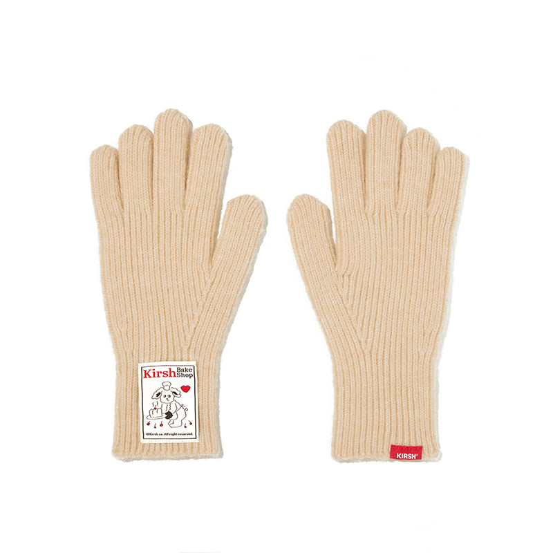 CHERRY HOLIDAY KNIT FINGER HOLE GLOVES [BEIGE]