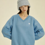 Rose V Neck Sweatshirt [BLUE] (4628795195510)