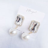 キュービックピアス/Cubic Pearl Crystal Earring