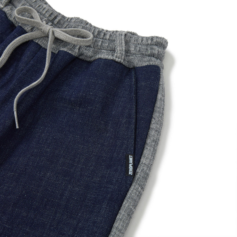 Denim Knit Blocking Pants [BLUE] (6638402011254)