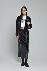 ベルベッドスカート/velvet skirt (dark grey)