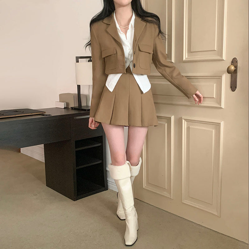 [BELLIDE MADE] Color jacket + skirt setup