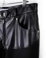 フェイクレザーパネルモトクロスパンツ/Faux Leather panelled Motorcycle Pants