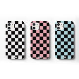 チェッカーボードアイフォンケース/(glossy) Black&Pink Checkerboard Phone Casecase