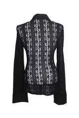 紅煙 Lace button collar blouse (Black/Ivory)