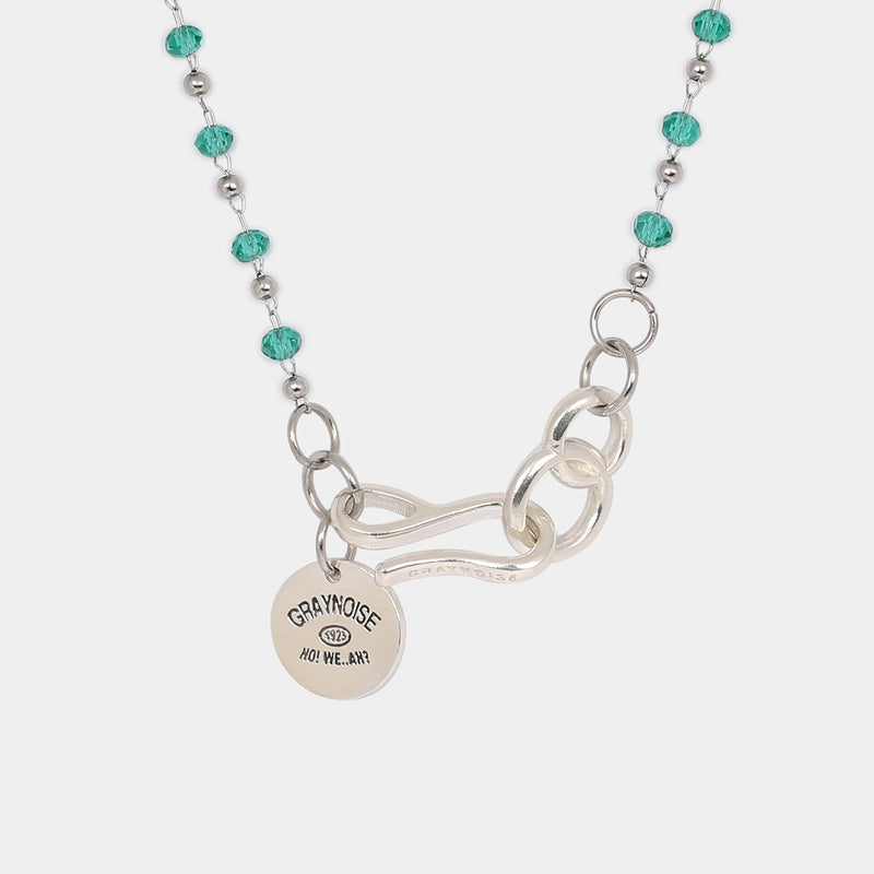 ビーズチェーンリンクネックレス/Beads chain link necklace (Green)