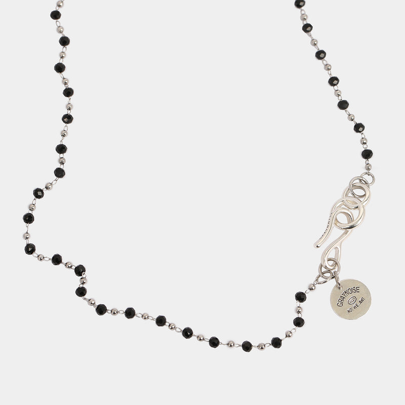 ビーズチェーンリンクネックレス/Beads chain link necklace (Black)