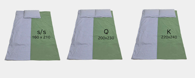 ハーフストライプベッディングカバーセット/half stripe bedding cover set - blue green