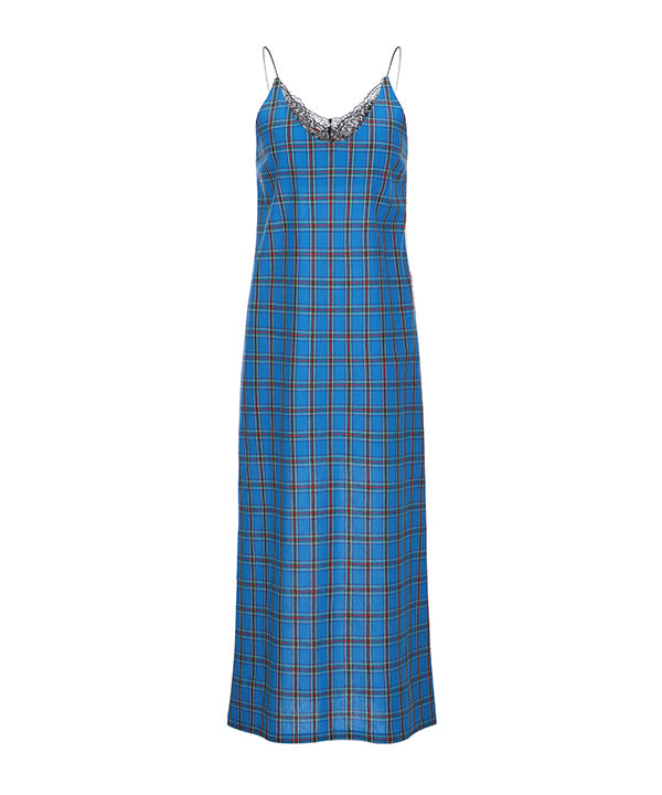 ブルーチェック&ローズドレス / blue check & rose dress (4506537427062)