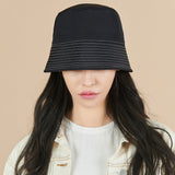 ホワイトステッチドロップバケットハット / White Stitch Poly Drop Bucket Hat Black