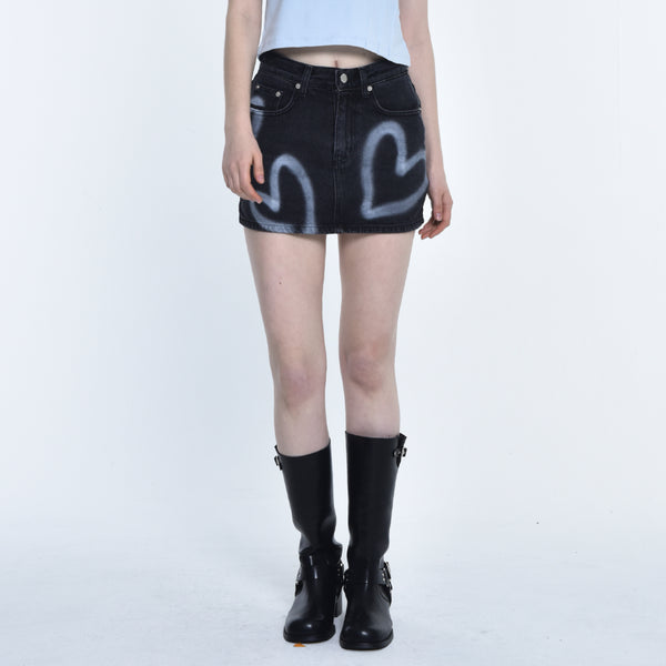 ハートミニスカート / heart mini skirt (black)