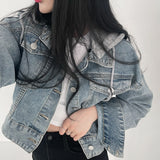 オーバーフィットクロップドジーンズジャケット / According to your mood [Removable hood!] Over-fit cropped jeans jacket
