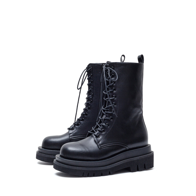 レースアップウォーカーブーツ/Lace-Up Short Walker Boots(Black)