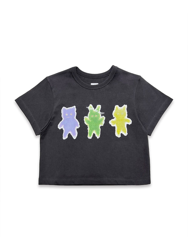 Odd Toys Crop T-Shirt / Charcoal